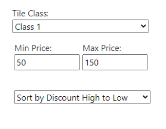 Class 1, from 50$ to 150$ sorted by discount